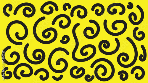 A vector background design of a spiral stroke with black and yellow colors