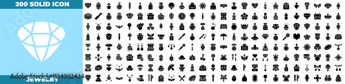 Jewelry Solid Editable Icons set.