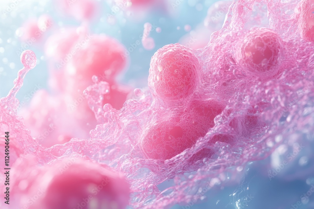 Fototapeta premium Abstract Close-Up of Pink Bubbles in Liquid with Soft Focus and Dreamy Pastel Colors, Perfect for Modern and Creative Design Projects