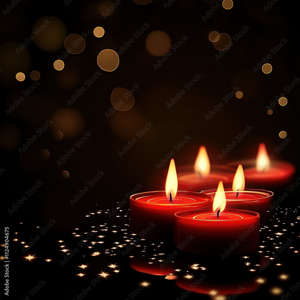 Red advent candles burning in the dark with bright flames and abstract defocused lights. This candle used for love and passion. Valentine's Day Red advent candles burning in the dark with bright flames and abstract defocused lights. This candle used for love and passion. Valentine's Day