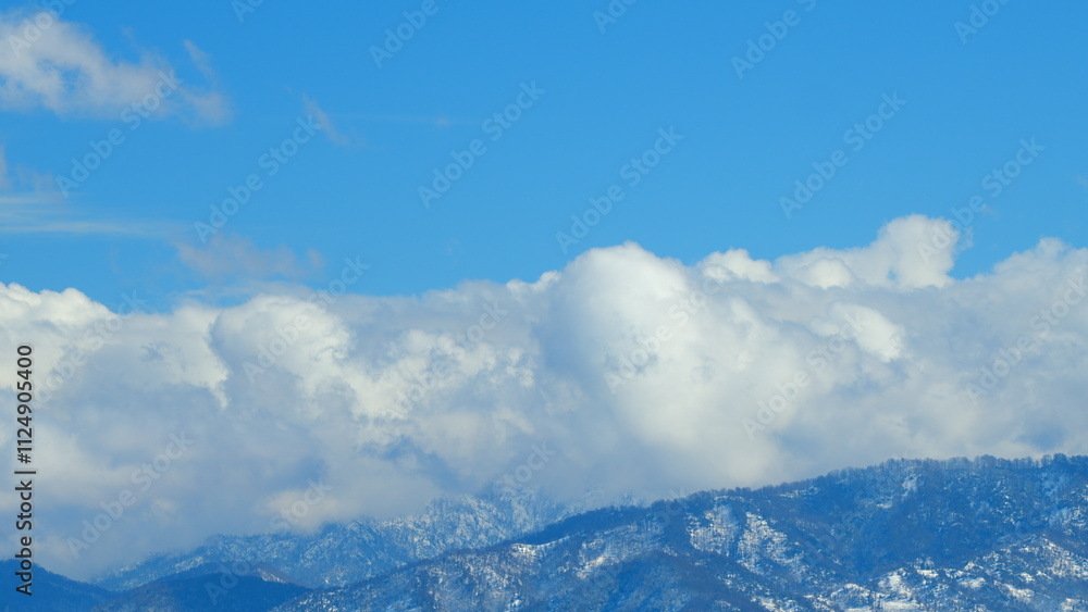 Snow And Blue Sky In Mountain Ridge. Winter Scenery. Fascinating Nature View. Timelapse. Snow And Blue Sky In Mountain Ridge. Winter Scenery. Fascinating Nature View. Timelapse.