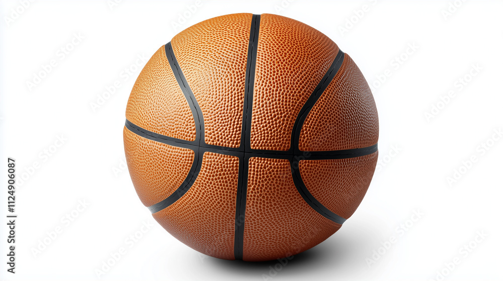 Basketball: A classic orange and black basketball, with a textured surface and a slight shadow, isolated on a white background. The perfect image to represent sport, competition, and fitness. Basketball: A classic orange and black basketball, with a textured surface and a slight shadow, isolated on a white background. The perfect image to represent sport, competition, and fitness.