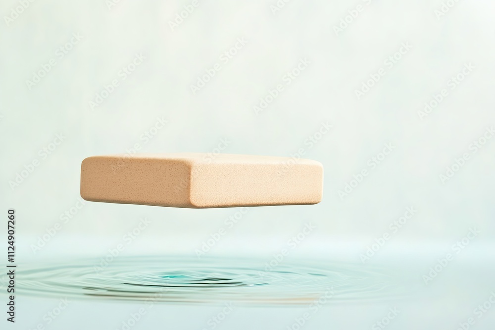 Floating band-aid above water surface, minimalistic and surreal. Floating band-aid above water surface, minimalistic and surreal.