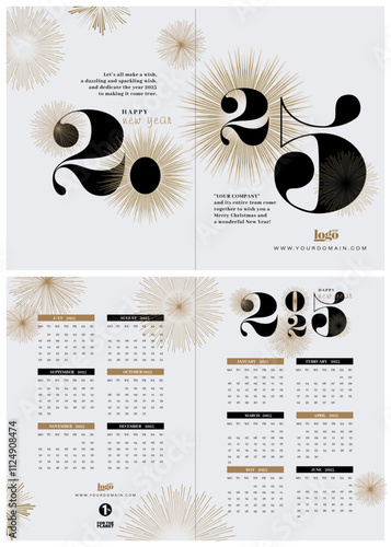  Calendar 2025 corporate design template vector. 2025 Calendar gift and wish.