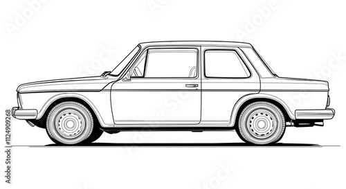 Wallpaper Mural Coloring page for kids, a very cute car in the cartoon style, drawing on a white background Torontodigital.ca