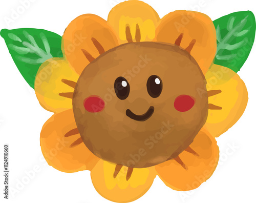 clip art colorful illustration of flower, sun, cloud, rainbow, for nursery, daycare wallpaper