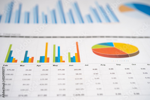 chart or graph paper. Financial, account, statistics and business data concept.