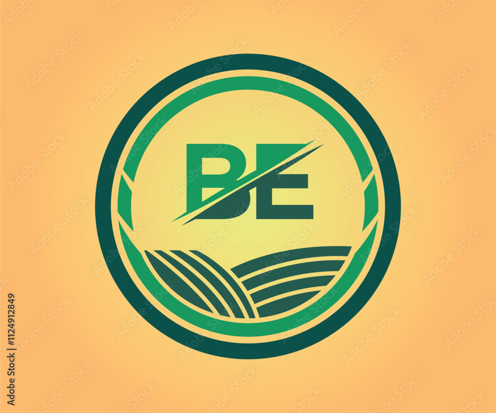 Obraz premium BE letter logo design with a circle shape
