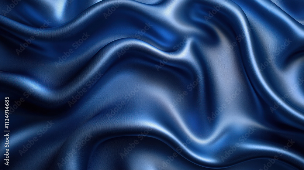 Obraz premium Luxurious background of satin fabric in deep royal blue illuminated by soft light