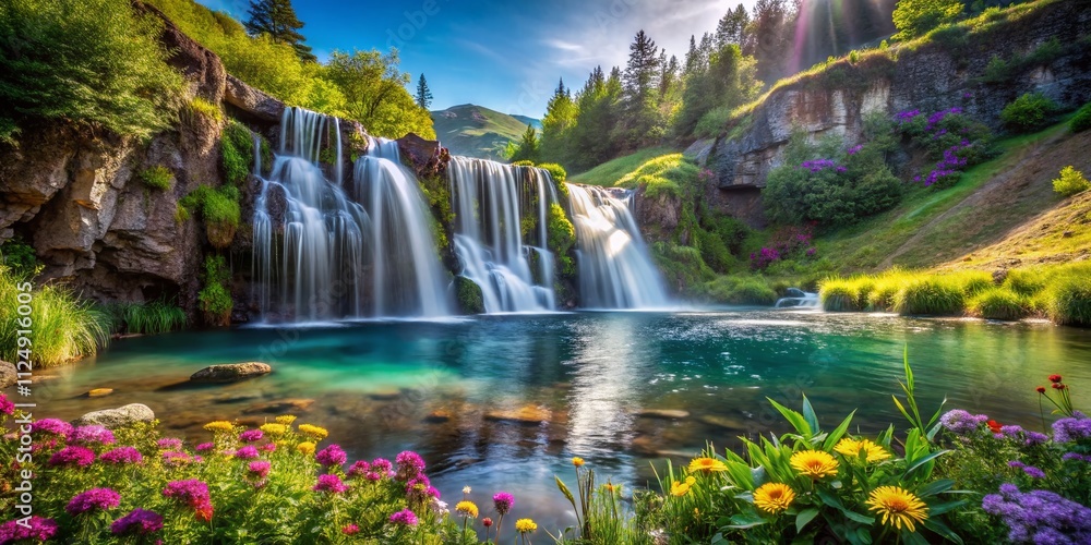 Naklejka premium Captivating Moments of Ephemeral Escapades: Nature's Wonders and Fleeting Experiences in Serene Settings with an Emphasis on Tranquility and Adventure