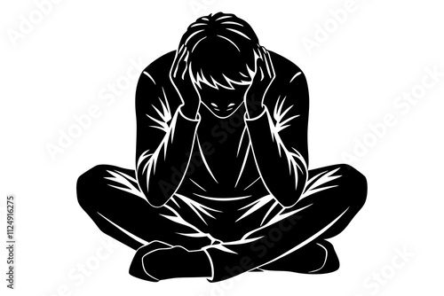 Desperate Young Man silhouette Vector illustration  