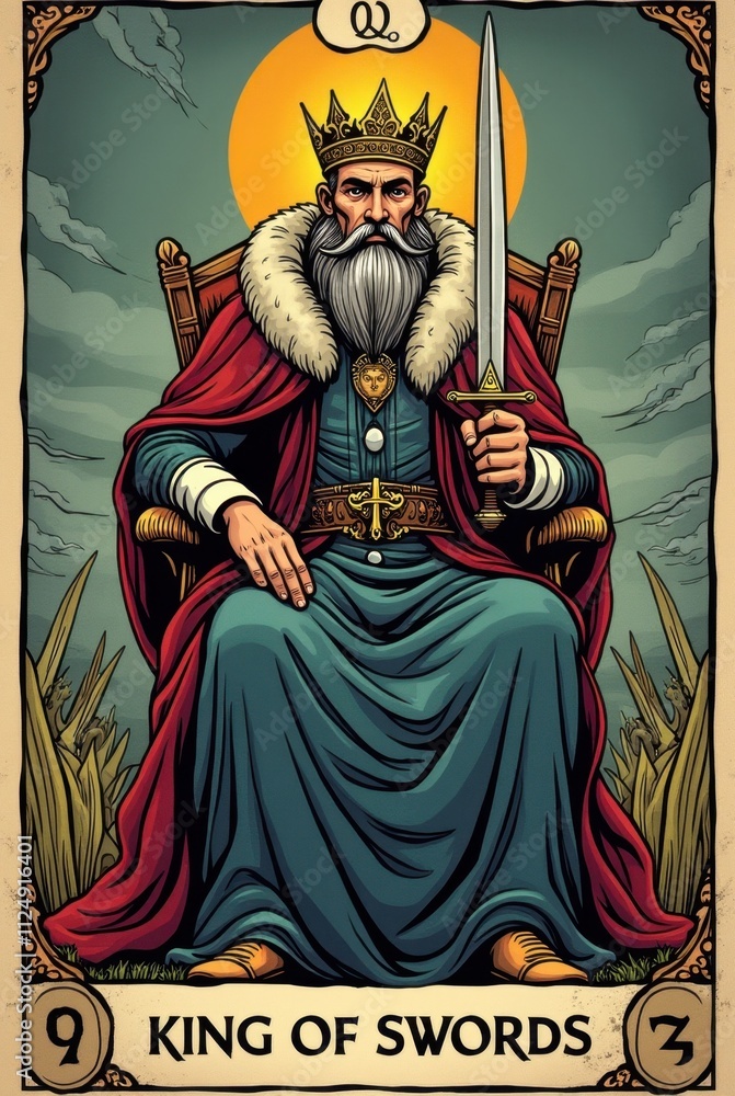 Obraz premium King of Swords Tarot Card Illustration