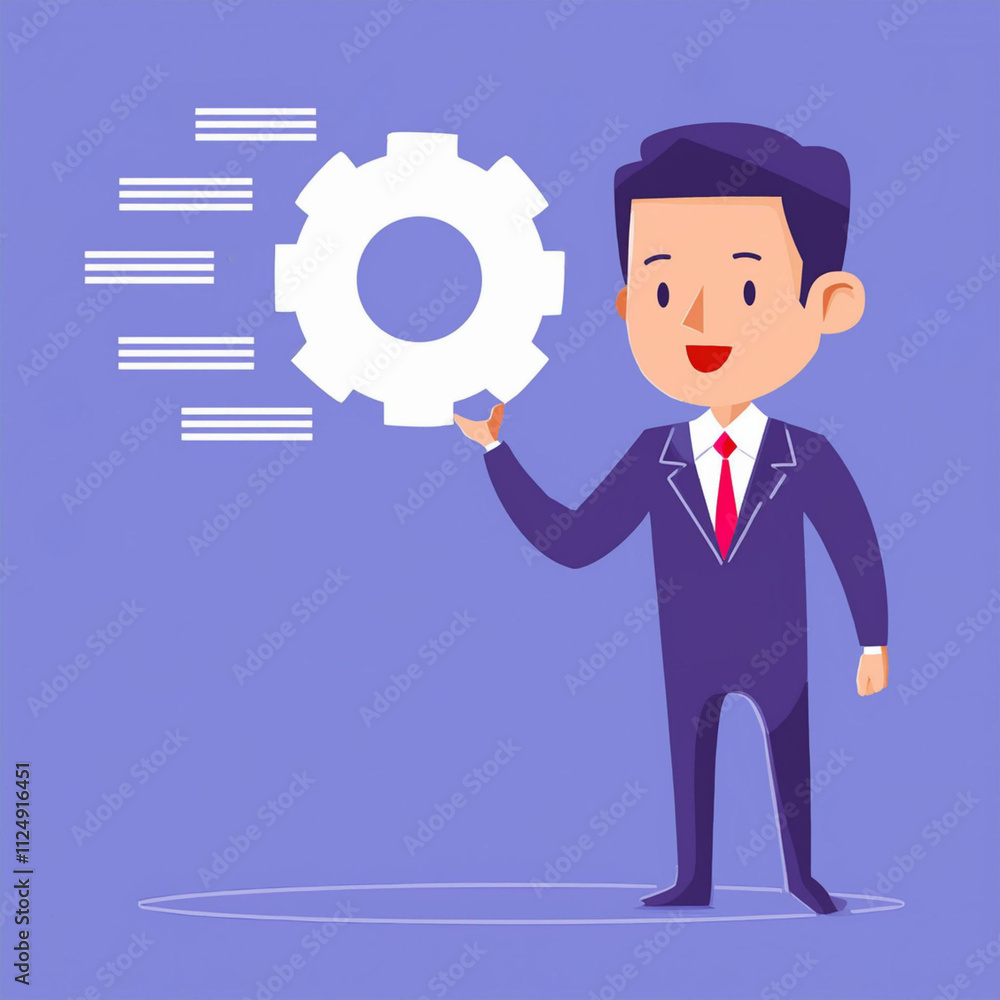 Flat businessman with gear Flat businessman with gear