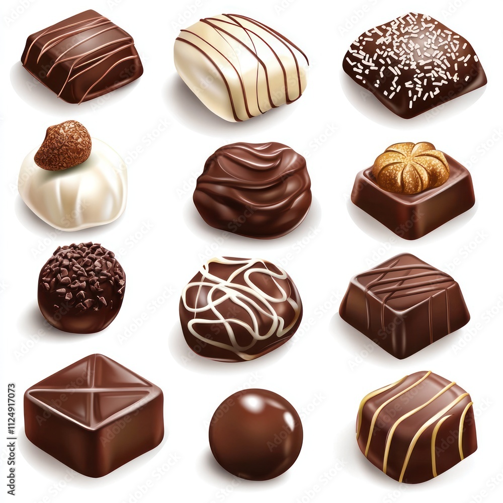 Assorted delicious chocolate candies. Assorted delicious chocolate candies.