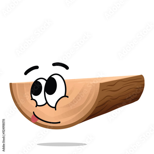 happy wood material mascot illustration for design. fun, colorful, and playful concept. nature, forest, furniture, industry, trees, and ecology themes