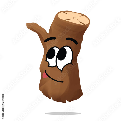 happy wood material mascot illustration for design. fun, colorful, and playful concept. nature, forest, furniture, industry, trees, and ecology themes