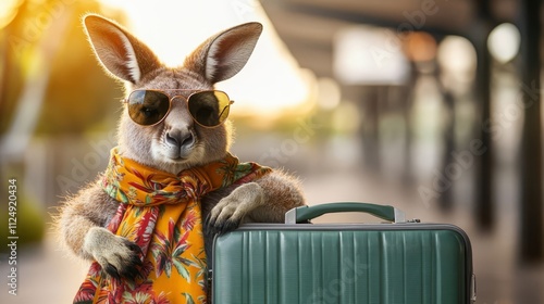 A playful kangaroo with a scarf.