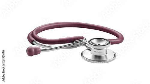 Stethoscope with metallic accents and soft ear tips, centered, isolated on white background