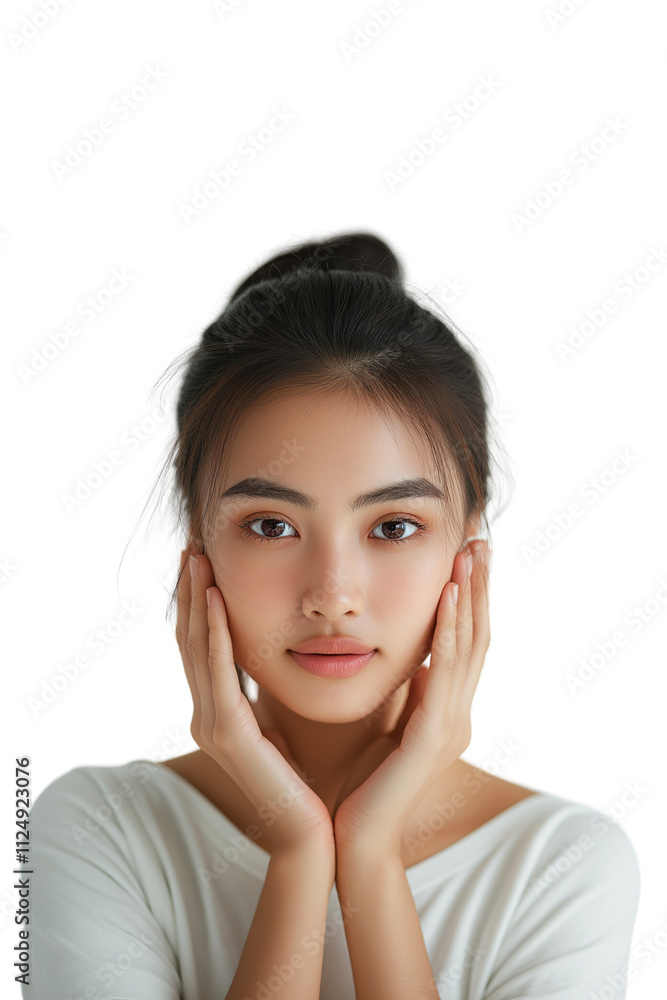 Young woman suffering from headache, isolated on white background. Young woman suffering from headache, isolated on white background.
