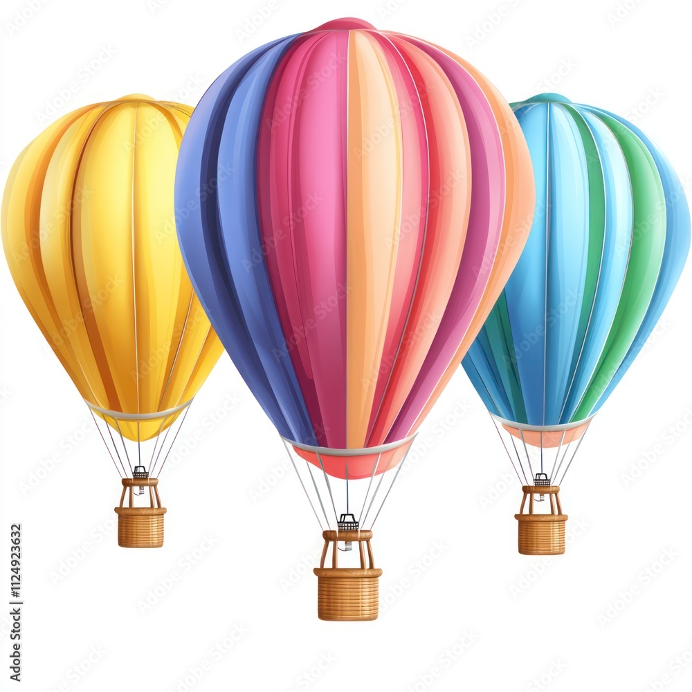 Fototapeta premium Three colorful hot air balloons ascending.