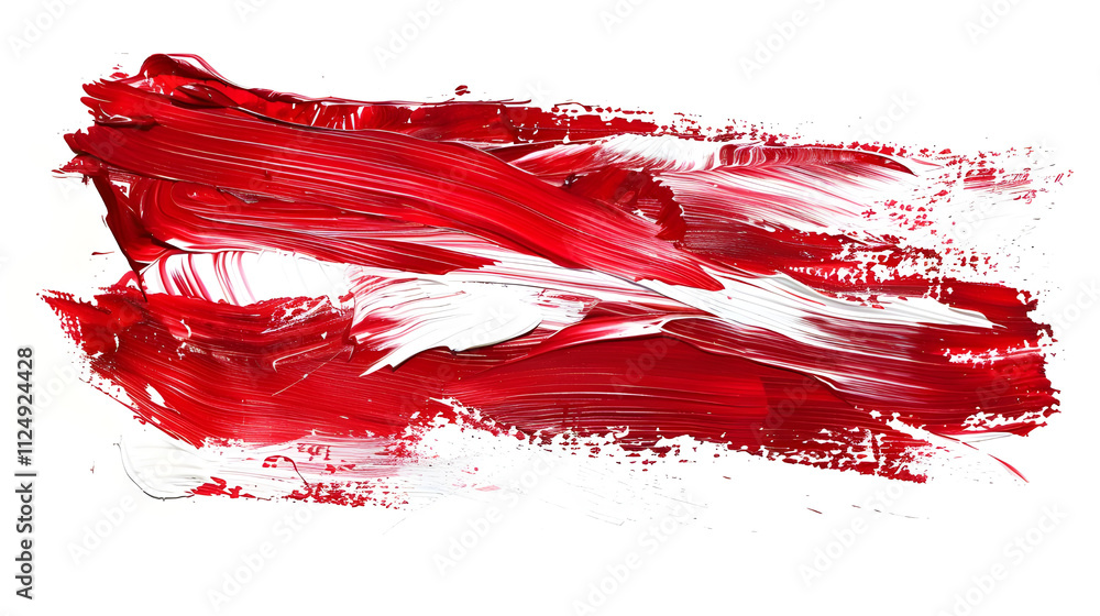 Abstract red and white paint strokes on white background. Abstract red and white paint strokes on white background.