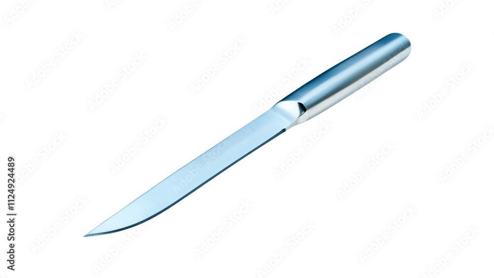 Scalpel with a sharp, reflective blade and handle, angled, isolated on white background Scalpel with a sharp, reflective blade and handle, angled, isolated on white background