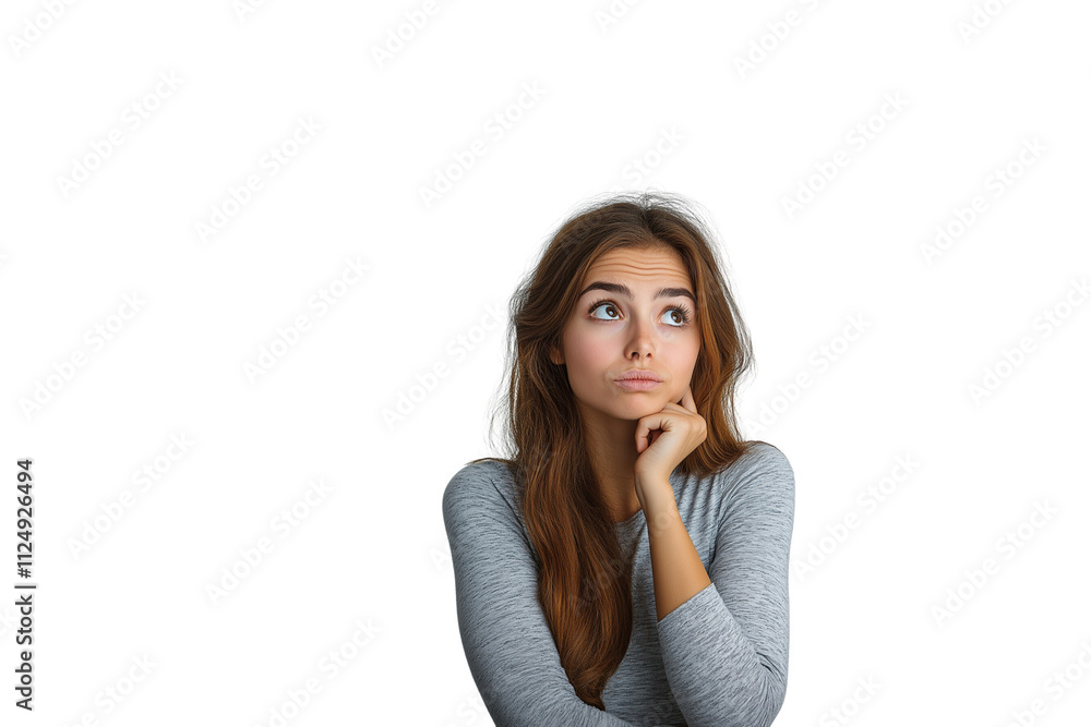 Woman thinking, isolated on white background. Woman thinking, isolated on white background.