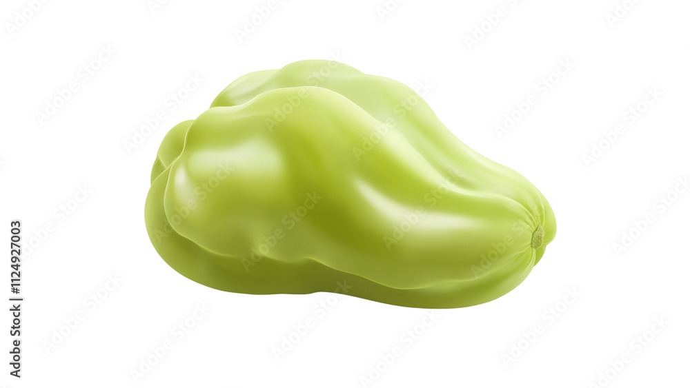 Chayote Squash with smooth, creamy flesh, a realistic, textured pit, showing fresh ripeness and health appeal, isolated on a white background Chayote Squash with smooth, creamy flesh, a realistic, textured pit, showing fresh ripeness and health appeal, isolated on a white background