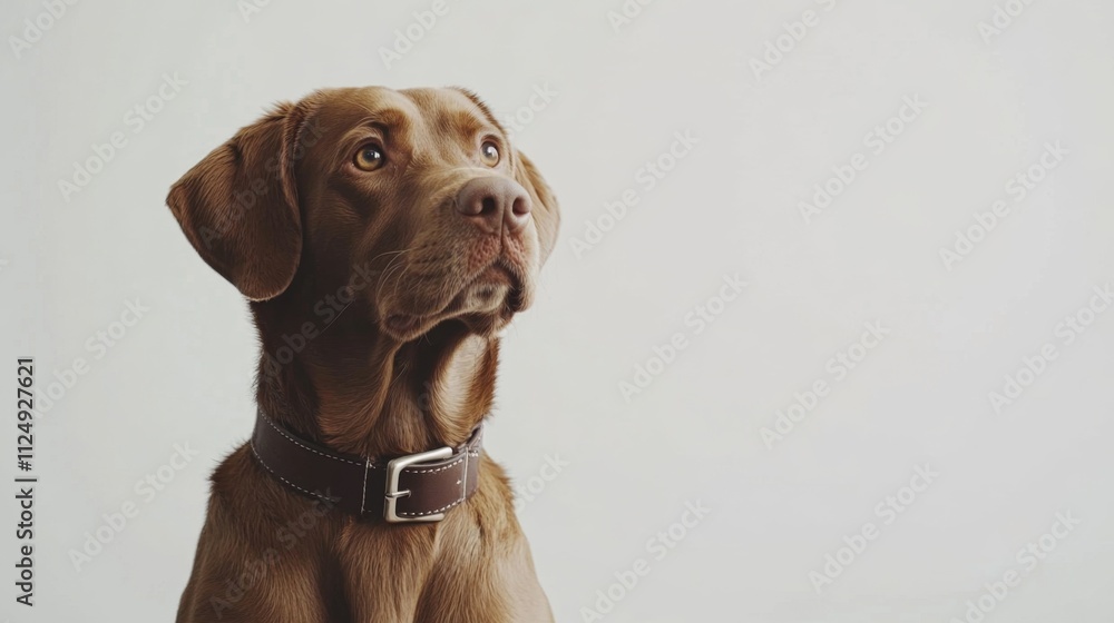 Heartwarming portrait of a loyal chocolate labrador dog studio setting animal photography minimalist background close-up view pet companionship Heartwarming portrait of a loyal chocolate labrador dog studio setting animal photography minimalist background close-up view pet companionship