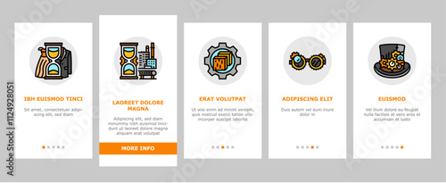 steampunk vintage metal steam onboarding mobile vector gear old, punk brass, retro clock, machine mechanism, industrial rusty bronze, cog steampunk vintage metal steam illustrations