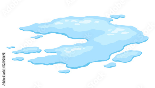 Obraz na płótnie Water spill puddle. Blue liquid shape in flat cartoon style. Clean fluid drop design element isolated on white background w salonie