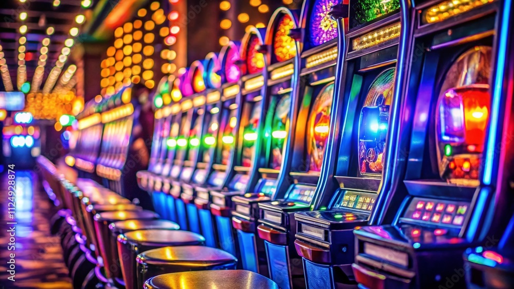 Captivating Portrait of a Cinematic Jackpot Slot Machine with Vibrant Colors and Dynamic Lighting, Evoking Excitement and Anticipation in a Casino Setting Captivating Portrait of a Cinematic Jackpot Slot Machine with Vibrant Colors and Dynamic Lighting, Evoking Excitement and Anticipation in a Casino Setting
