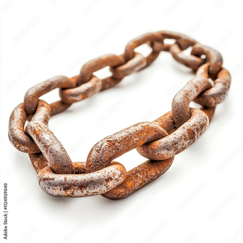 Fototapeta premium Old steel chain isolated on white background .