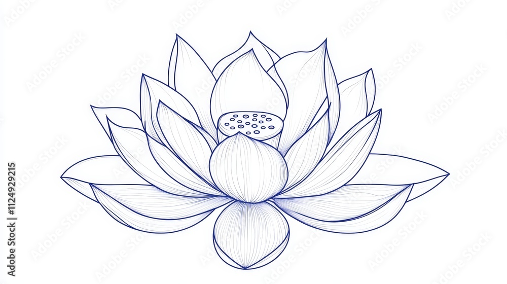 A delicate lotus flower outline A delicate lotus flower outline