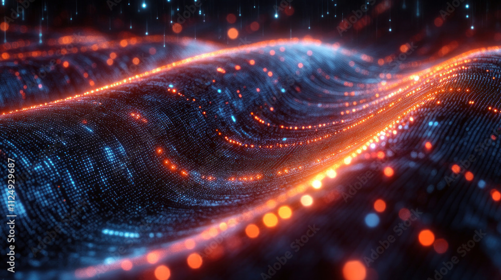 Obraz premium Technology background with floating, glowing data streams forming intricate patterns