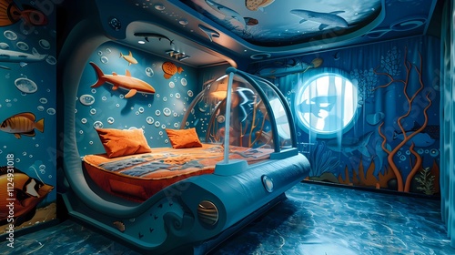 room with an ocean  theme photo