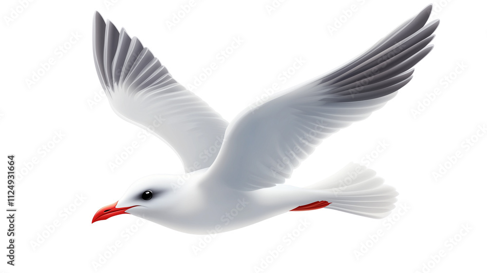 Obraz premium a Seagull in flight isolated on a transparent background