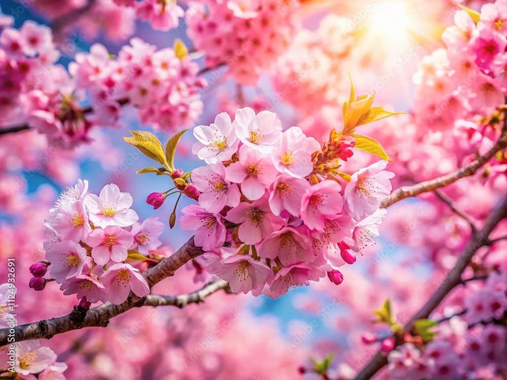 Captivating Portrait Photography of a Pink Cherry Tree Blossom in Full Bloom on a Sunny Spring Day, Showcasing Nature's Beauty and Vibrant Colors in a Serene Outdoor Setting Captivating Portrait Photography of a Pink Cherry Tree Blossom in Full Bloom on a Sunny Spring Day, Showcasing Nature's Beauty and Vibrant Colors in a Serene Outdoor Setting
