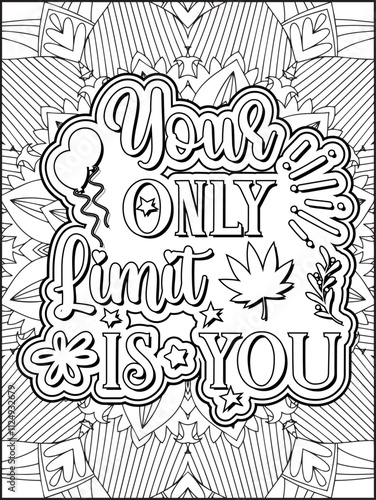 Inspirational Quote Coloring Page for Adults. Motivational Quote Coloring Page.