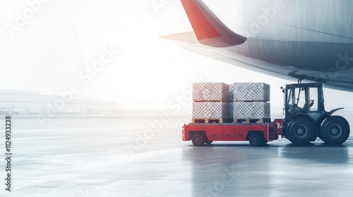 Plane Being Loaded with Goods at Bright Light Airport photo