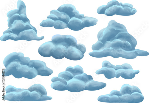 clip art illustration of colorful soft clouds for child daycare and nursery wallpaper