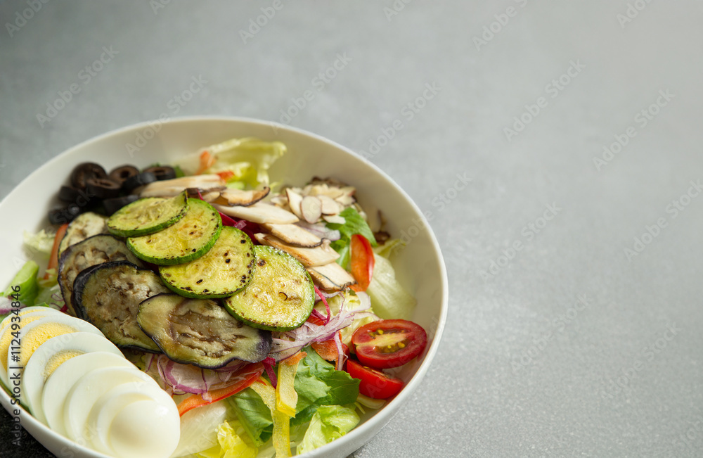 Zucchini and mushroom vegetable salad in a bowl Zucchini and mushroom vegetable salad in a bowl