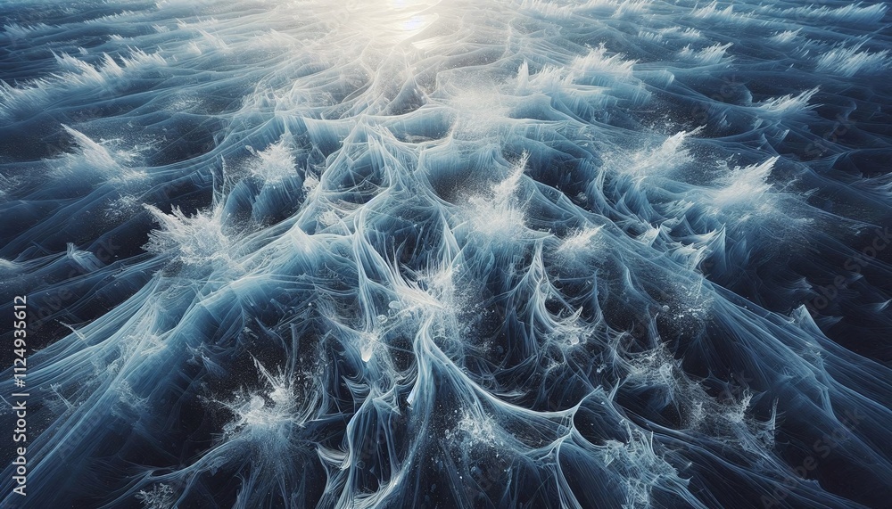 Obraz premium ice texture on a frozen lake with interesting patterns