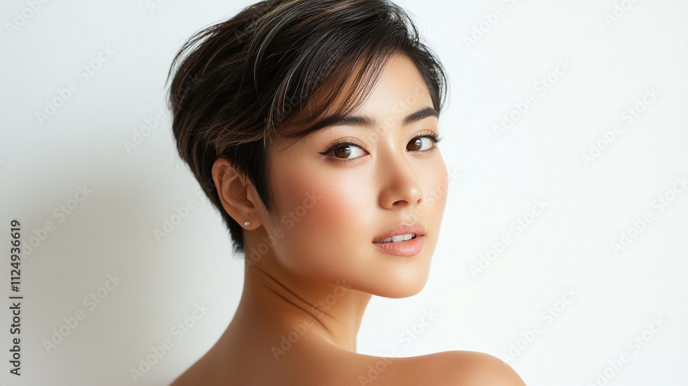 Asian woman with short hair Asian woman with short hair