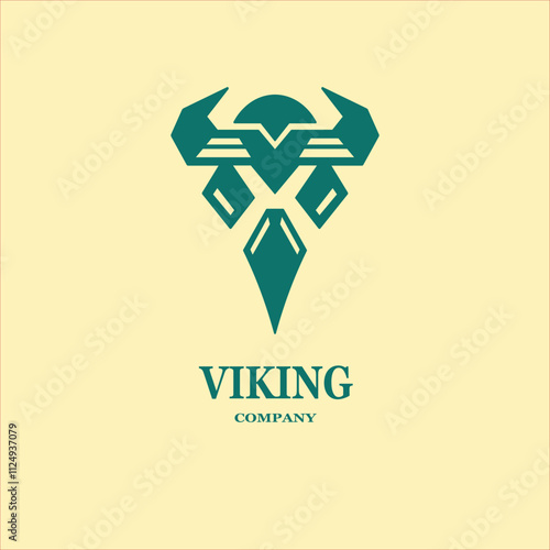 Minimalist Viking head logo hand drawn illustration artwork