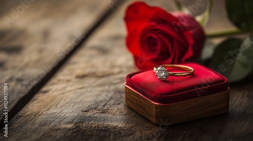 wedding ring and rose