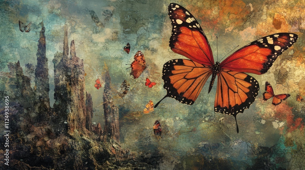 Obraz premium Butterfly Dreams series. Background design of surreal natural forms, textures and colors on the subject of art, imagination and dreaming.