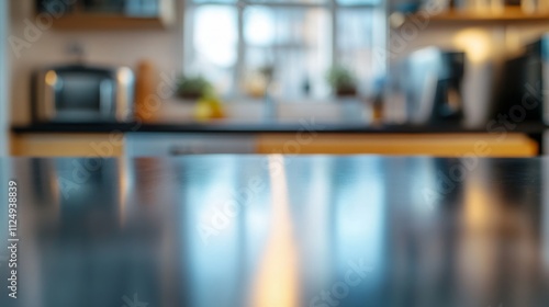 minimalist aluminum table with blurred background generative ai