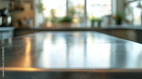 minimalist aluminum table with blurred background generative ai