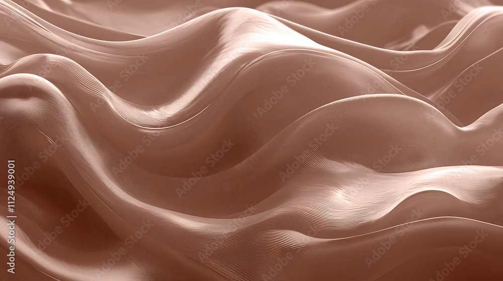 Fototapeta premium Mocha mousse texture with soft waves creating an inviting dessert appearance